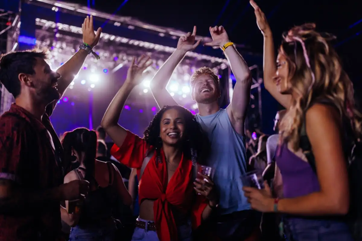 Crowd of young people enjoying the music