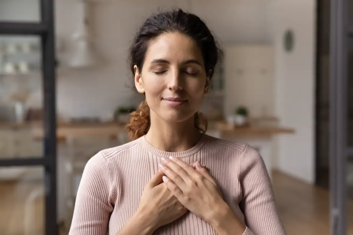 Young woman experiencing relief