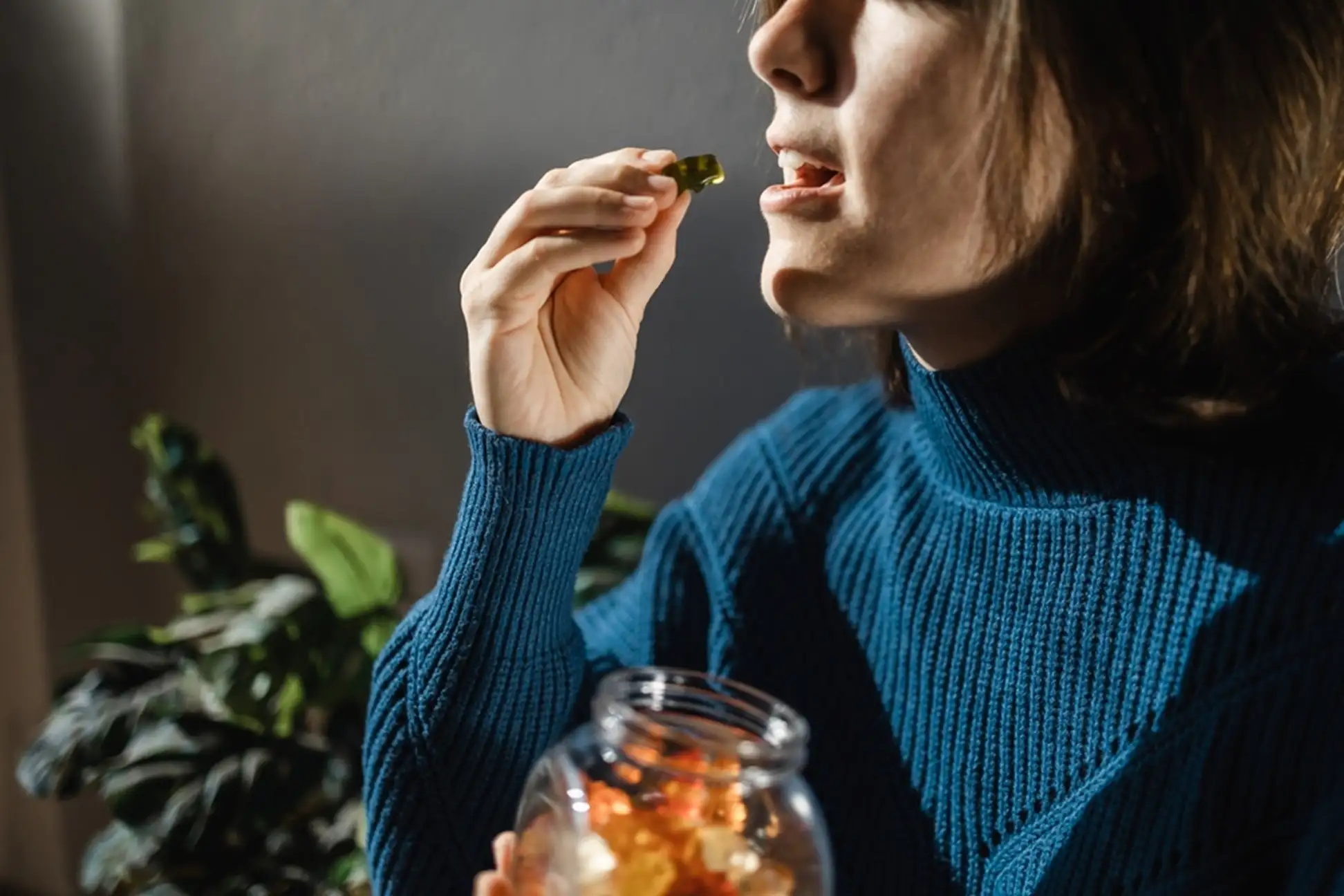 woman eating edibles