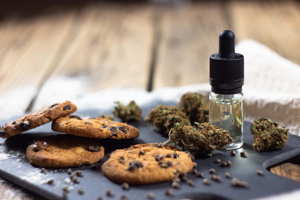 Cannabis Buds With Cbd Oil And Cookies